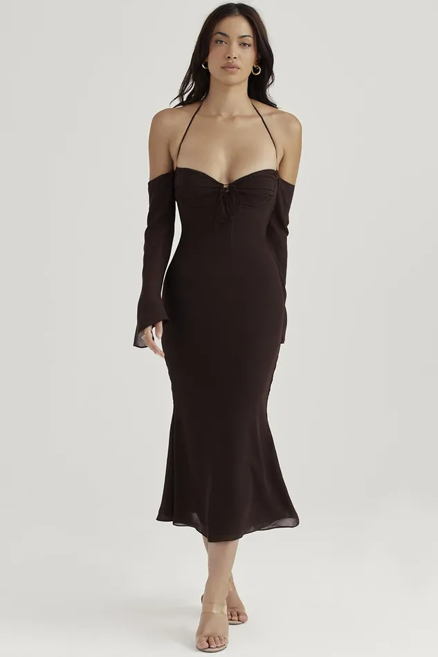 House Of CB NaomiEspresso Halter Midi Dress 8211 SALE Espresso Women Bodycon Dresses