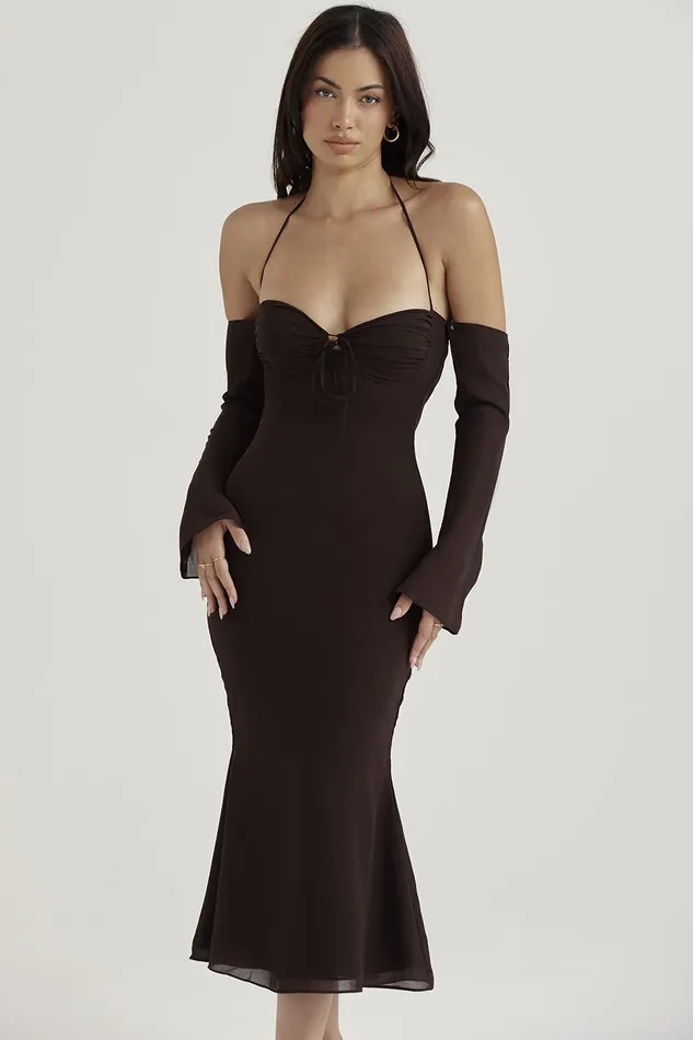 House Of CB NaomiEspresso Halter Midi Dress 8211 SALE Espresso Women Bodycon Dresses