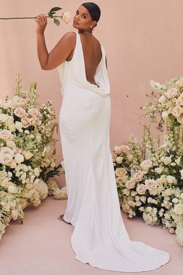 House Of CB OdetteIvory Draped Back Bridal Gown 8211 Limited Edition Ivory Women Maxi Dresses
