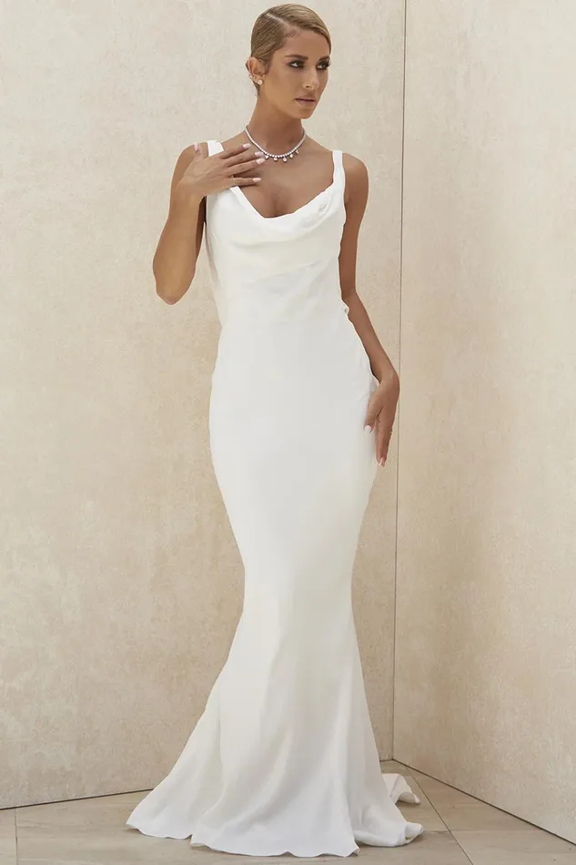 House Of CB OdetteIvory Draped Back Bridal Gown 8211 Limited Edition Ivory Women Maxi Dresses