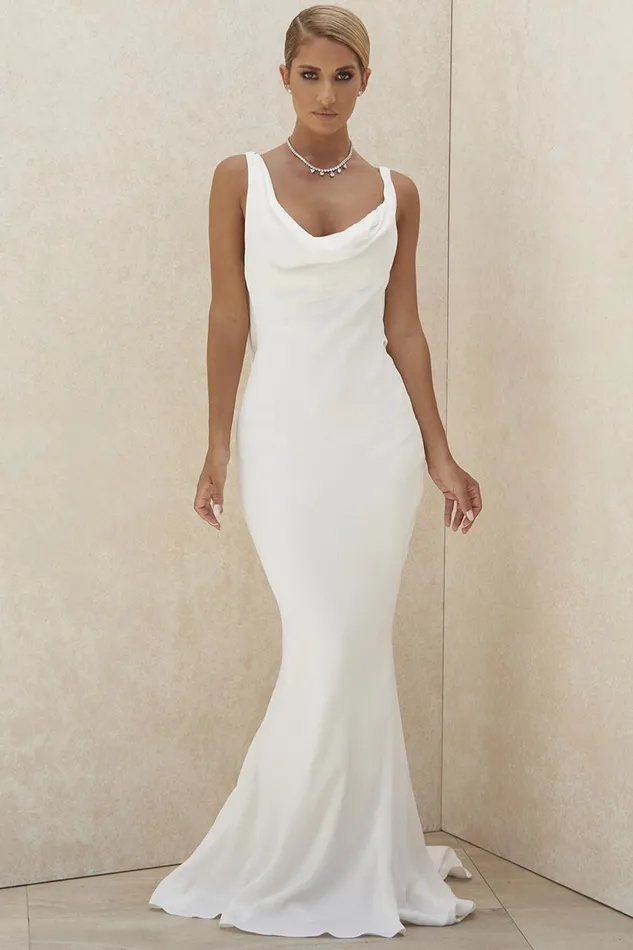House Of CB OdetteIvory Draped Back Bridal Gown 8211 Limited Edition Ivory Women Maxi Dresses