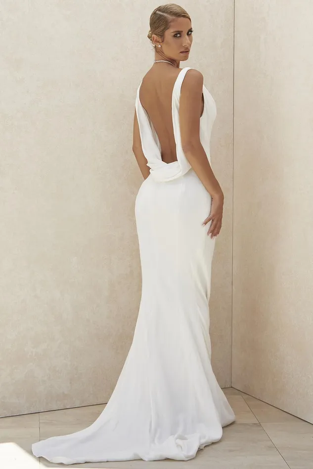 House Of CB OdetteIvory Draped Back Bridal Gown 8211 Limited Edition Ivory Women Maxi Dresses