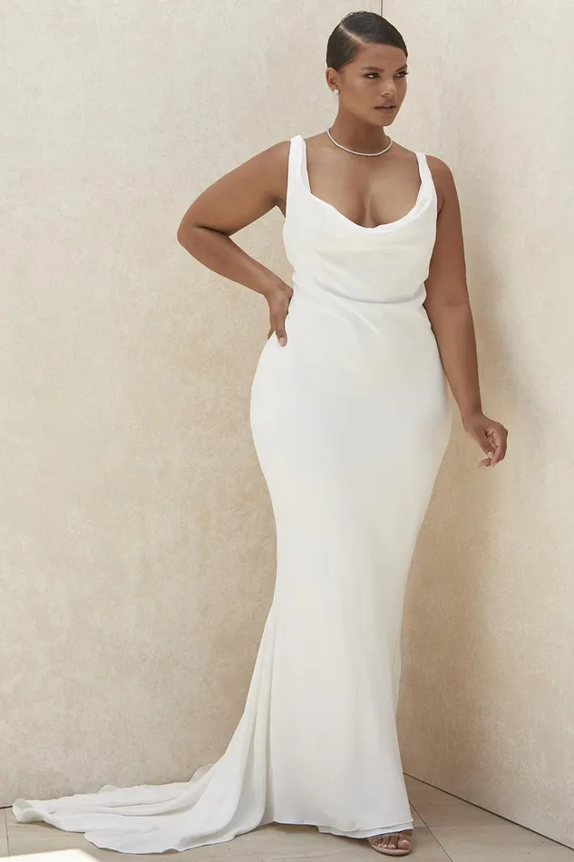 House Of CB OdetteIvory Draped Back Bridal Gown 8211 Limited Edition Ivory Women Maxi Dresses