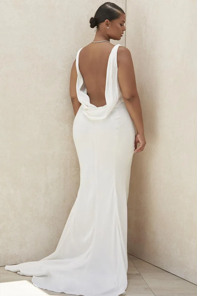 House Of CB OdetteIvory Draped Back Bridal Gown 8211 Limited Edition Ivory Women Maxi Dresses