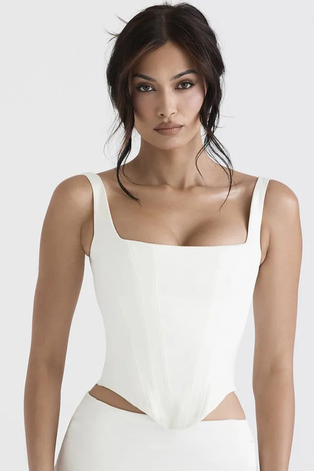 House Of CB RafaIvory Satin Longline Corset Ivory Women Corsets