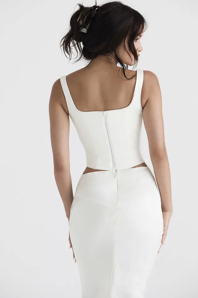 House Of CB RafaIvory Satin Longline Corset Ivory Women Corsets