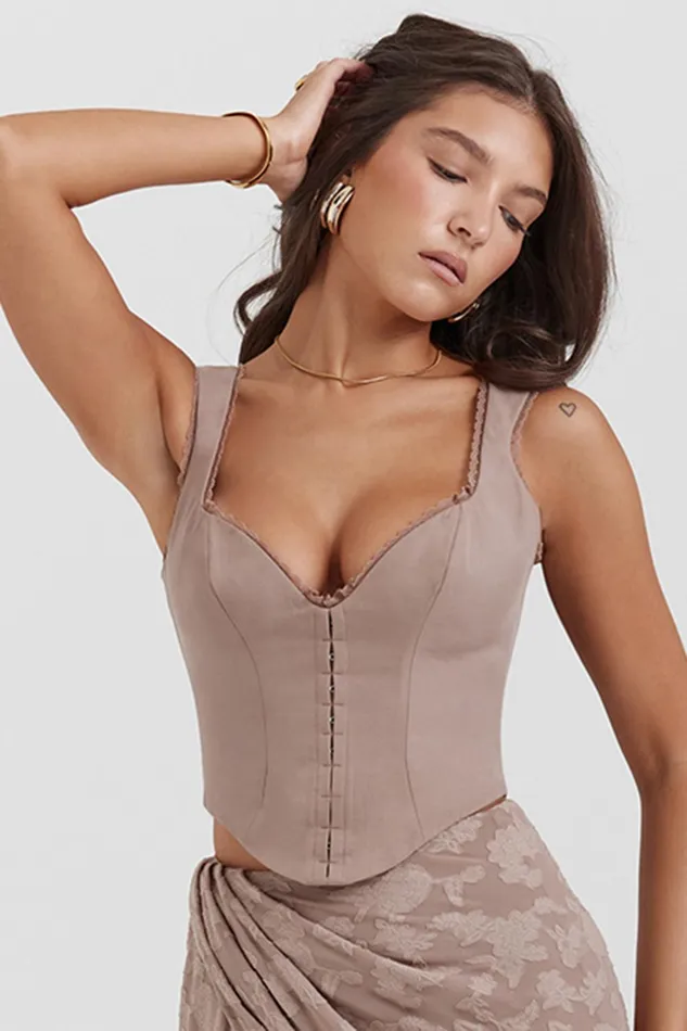 House Of CB RobynMushroom Lace Trim Corset Mushroom Women Tops