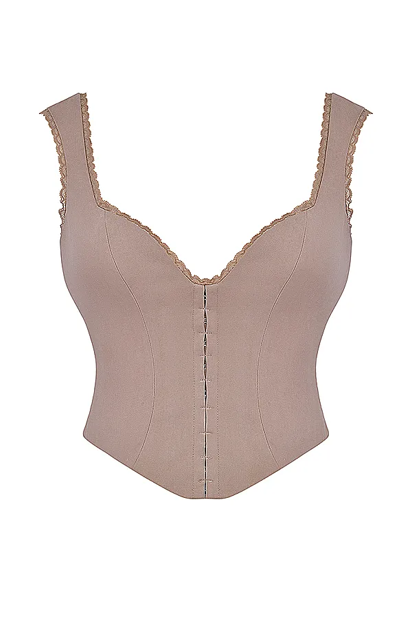 House Of CB RobynMushroom Lace Trim Corset Mushroom Women Tops