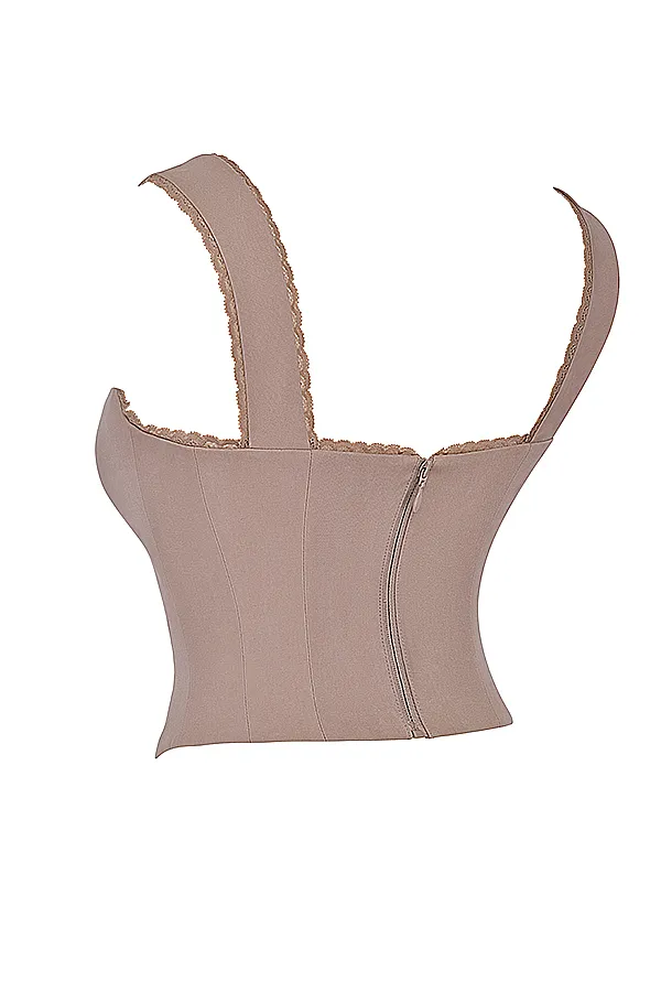 House Of CB RobynMushroom Lace Trim Corset Mushroom Women Tops