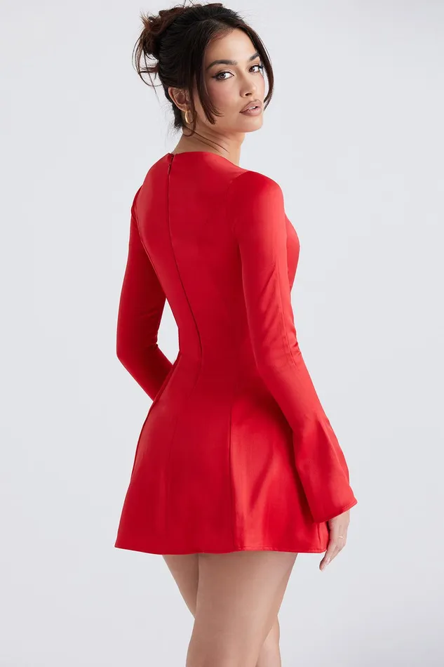 House Of CB SachaRed Satin Mini Dress 8211 SALE Red Women Mini Dresses