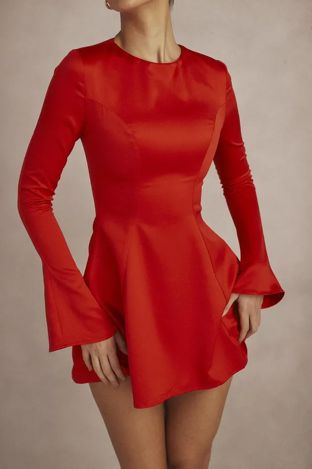 House Of CB SachaRed Satin Mini Dress 8211 SALE Red Women Mini Dresses