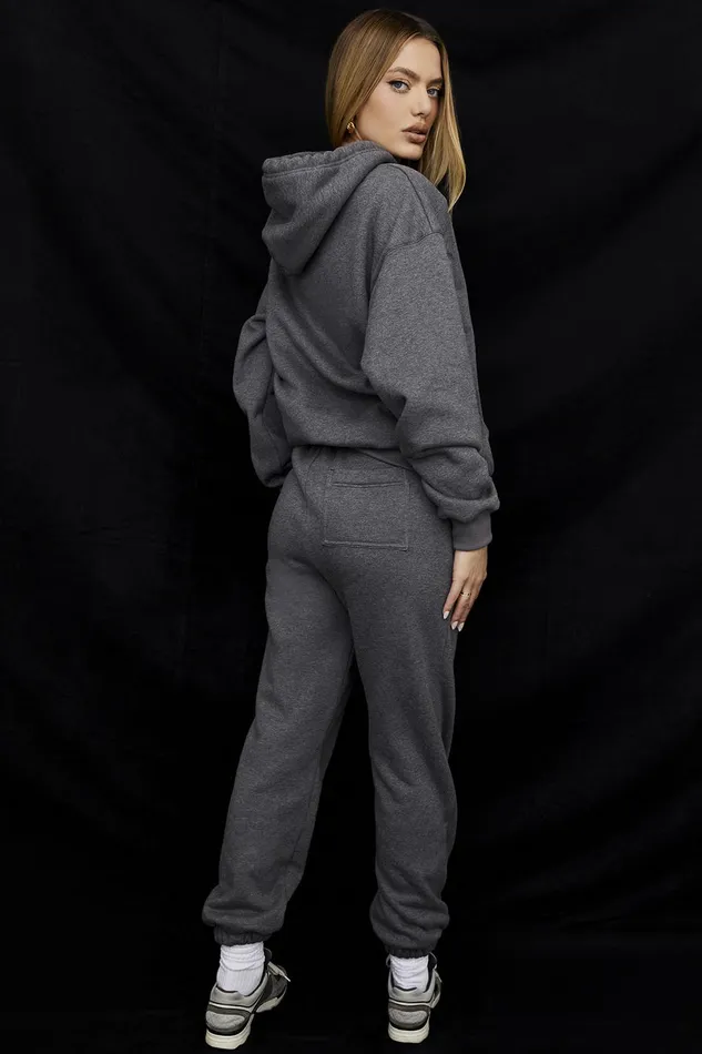 House Of CB SkyDark Grey Fleece Back Jogging Trousers Dark Women Sweats