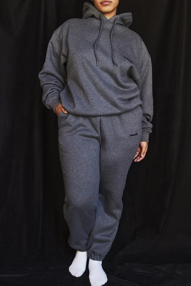 House Of CB SkyDark Grey Fleece Back Jogging Trousers Dark Women Sweats