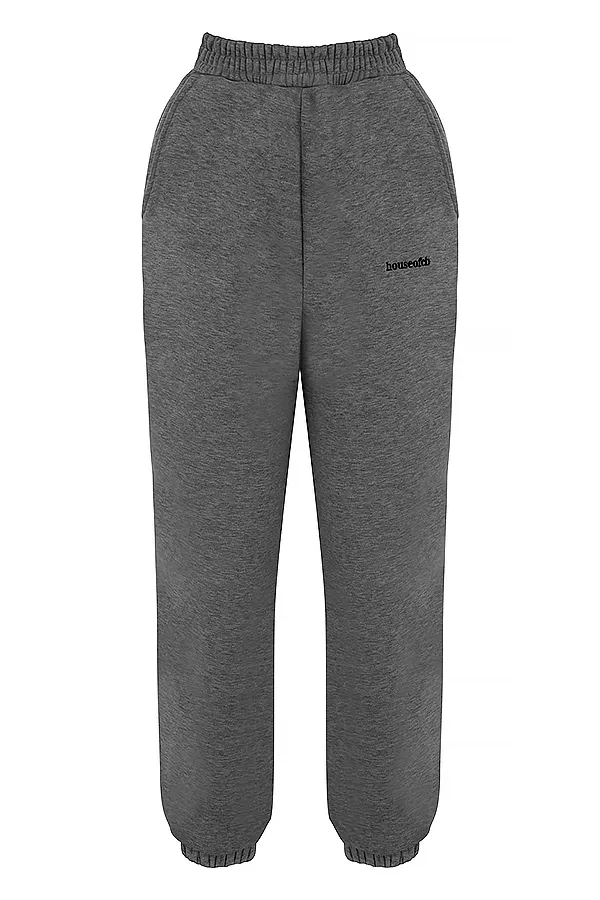 House Of CB SkyDark Grey Fleece Back Jogging Trousers Dark Women Sweats