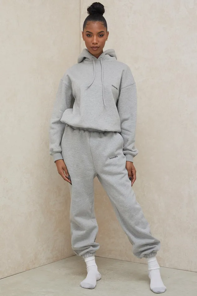 House Of CB SkyGrey Fleece Back Jogging Trousers Grey Women Sweats