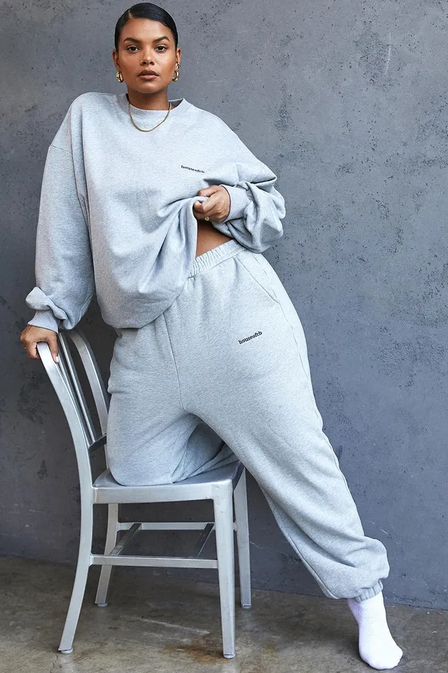 House Of CB SkyGrey Fleece Back Jogging Trousers Grey Women Sweats