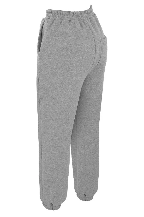 House Of CB SkyGrey Fleece Back Jogging Trousers Grey Women Sweats