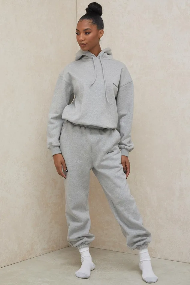 House Of CB SkyGrey Fleece Back Jogging Trousers Grey Women Sweats