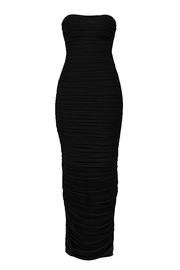 House Of CB SofiaBlack Mesh Strapless Maxi Dress 8211 SALE Black Women Bodycon Dresses