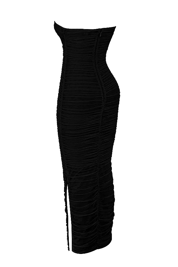House Of CB SofiaBlack Mesh Strapless Maxi Dress 8211 SALE Black Women Bodycon Dresses