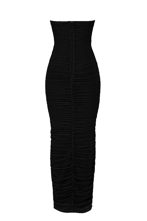 House Of CB SofiaBlack Mesh Strapless Maxi Dress 8211 SALE Black Women Bodycon Dresses