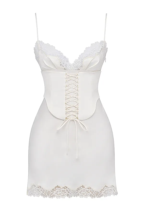 House Of CB SorayaIvory Satin Slip Dress 8211 SALE Ivory Women Corset Dresses
