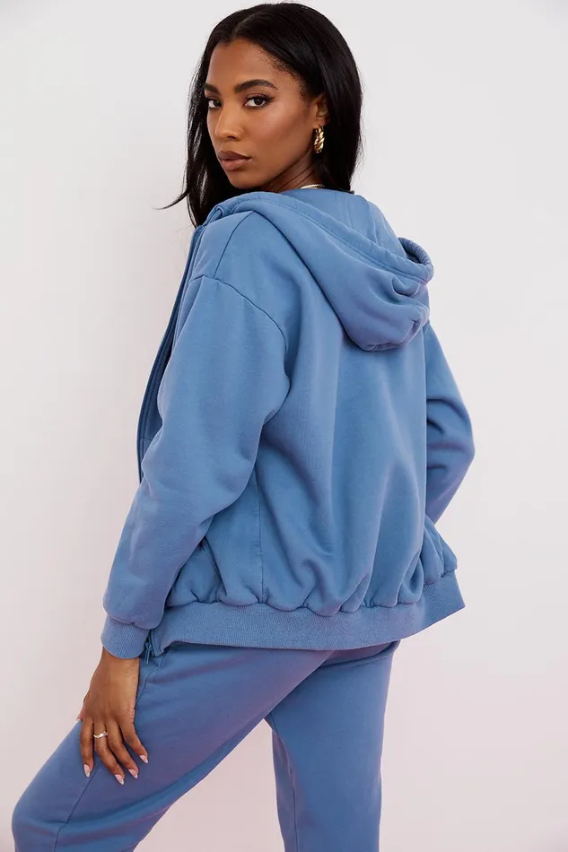 House Of CB StormAzure Zip Through Hoodie Azure Women Outerwear