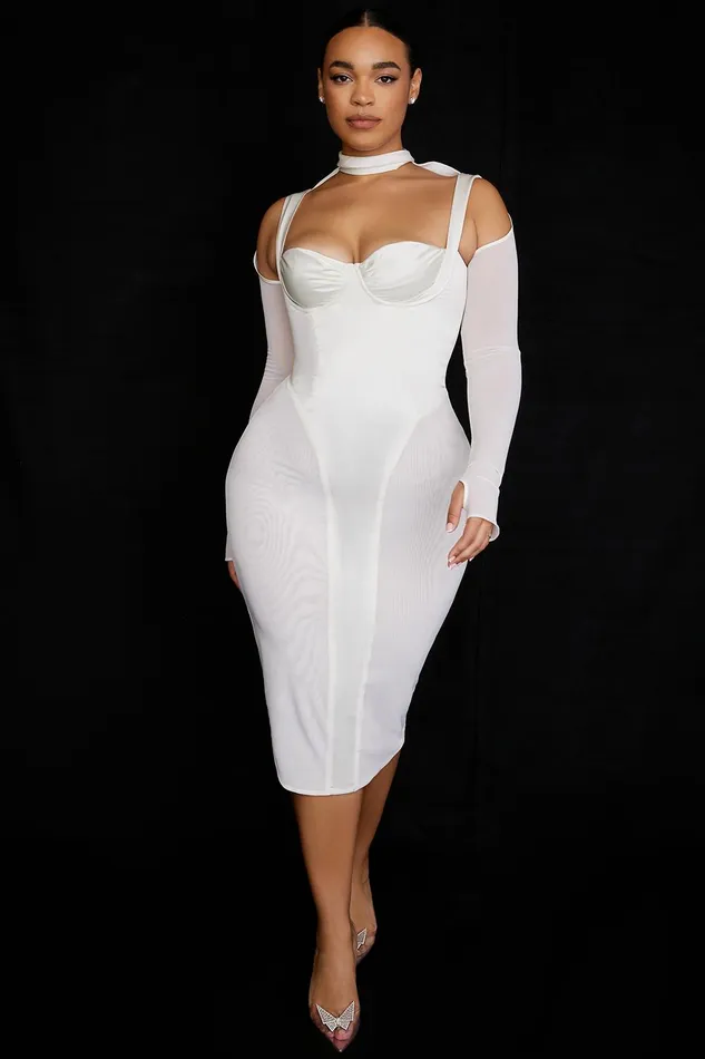 House Of CB TalikaIvory Corset Midi Dress 8211 SALE Ivory Women Bodycon Dresses