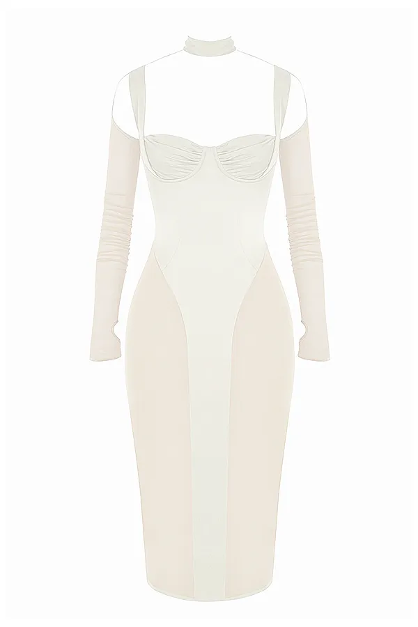 House Of CB TalikaIvory Corset Midi Dress 8211 SALE Ivory Women Bodycon Dresses