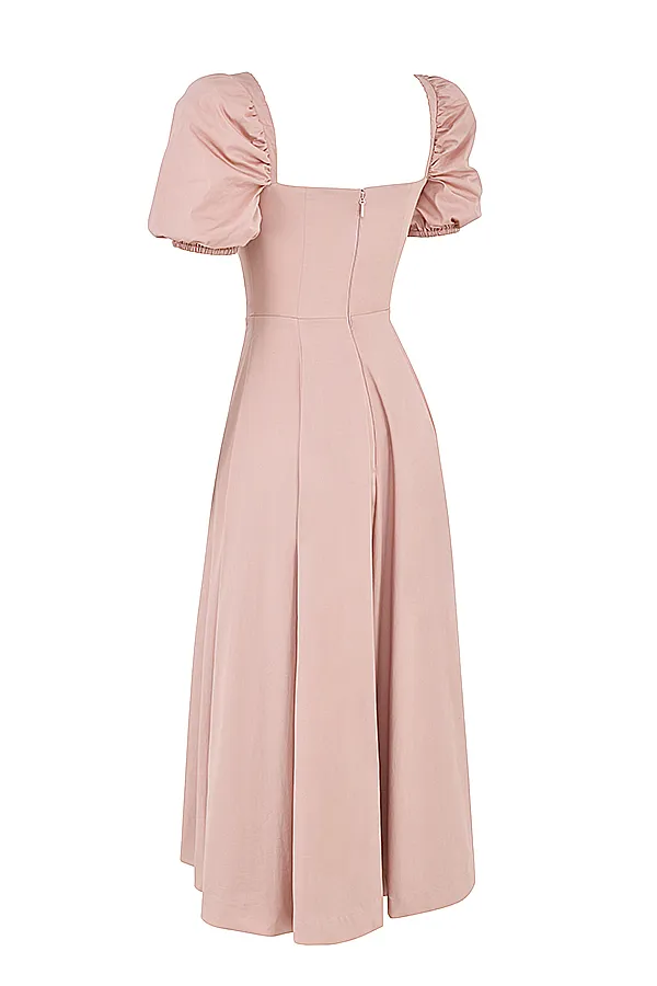 House Of CB TallulahBlush Puff Sleeve Midi Dress Blush Women Corset Dresses