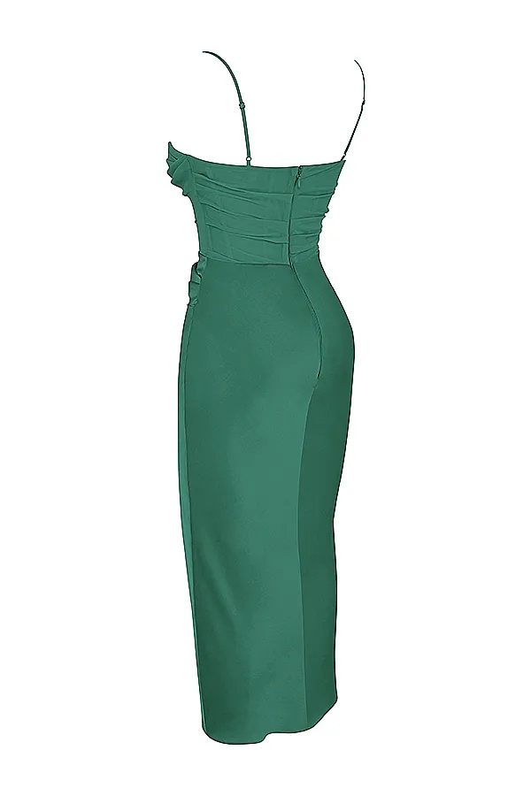 House Of CB TeiaForest Draped Corset Midi Dress Forest Women Bodycon Dresses