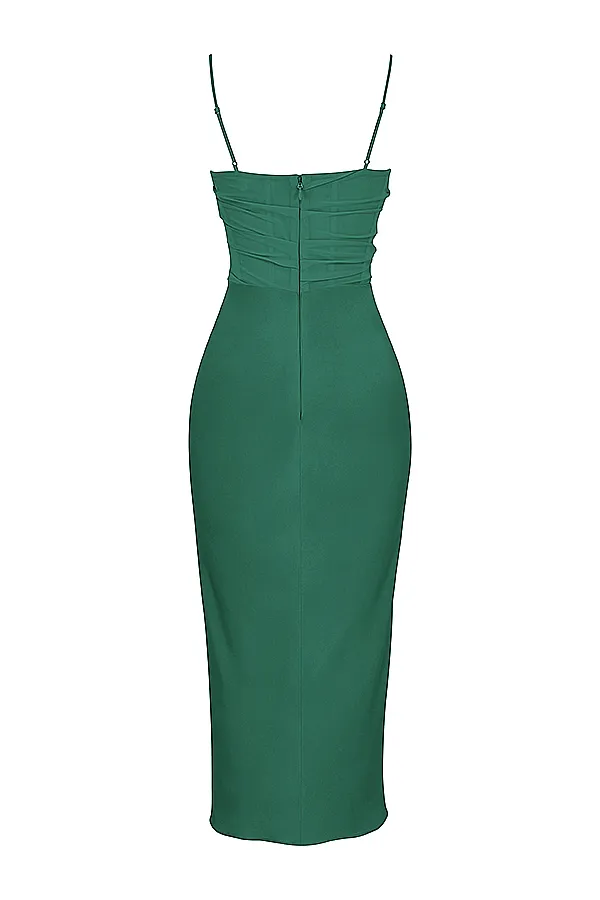 House Of CB TeiaForest Draped Corset Midi Dress Forest Women Bodycon Dresses