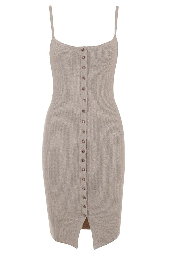 House Of CB TevaBeige Cashmere Knit Midi Dress 8211 SALE Beige Women Bodycon Dresses