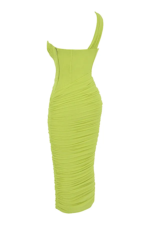 House Of CB ValentinaLime Asymmetric Cutout Midi Dress 8211 SALE Lime Women Bodycon Dresses