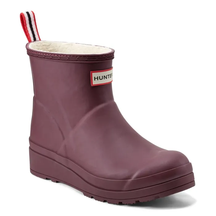 Hunter Boots PLAY Insulated Vegan Shearling Short Rain Boots Dark Red Women Insulated and Snow Boots Hunter Boots PLAY Insulated Vegan Shearling Short Rain Boots Dark Red Women Insulated and Snow Boots