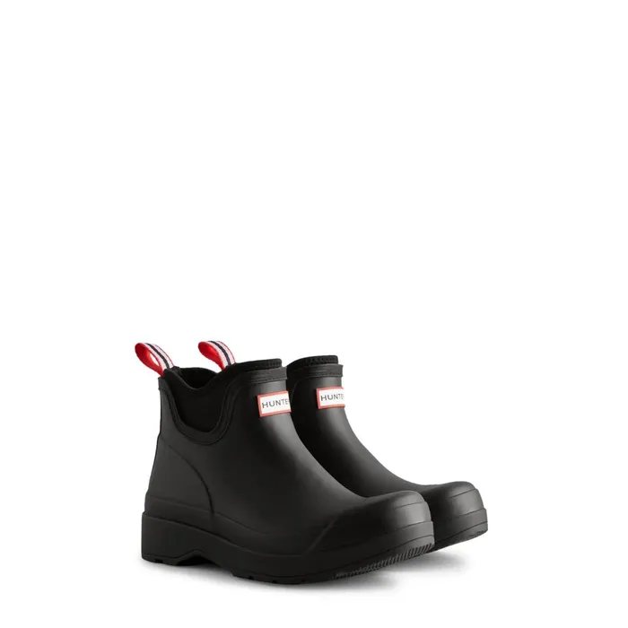 Hunter Boots PLAY Neoprene Rain Boots Black Men Short and Ankle Boots