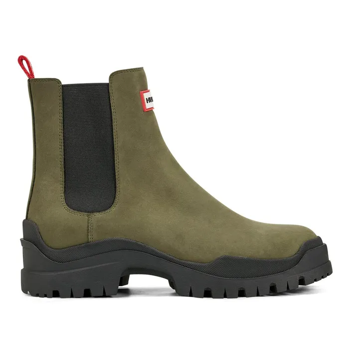 Hunter Boots Winica Lug Sole Waterproof Chelsea Boots Medium Green Women Rain Boots