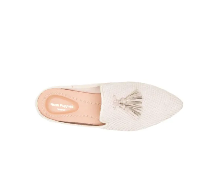 Hush Puppies Flats and SlipOns Women Sadie Tassel Mule Eggnog Cobra Leather Hush Puppies Flats and SlipOns Women Sadie Tassel Mule Eggnog Cobra Leather