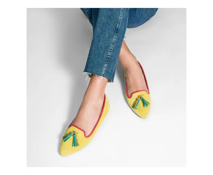Hush Puppies Flats and SlipOns Women Sadie Tassel SlipOn Vapor Grey Suede Hush Puppies Flats and SlipOns Women Sadie Tassel SlipOn Vapor Grey Suede