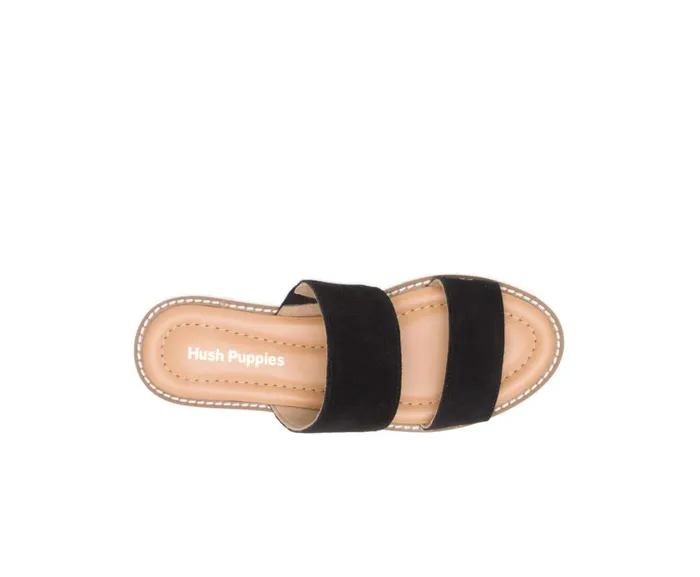 Hush Puppies Sandals Women Briard 2 Band Slide Black Suede Hush Puppies Sandals Women Briard 2 Band Slide Black Suede