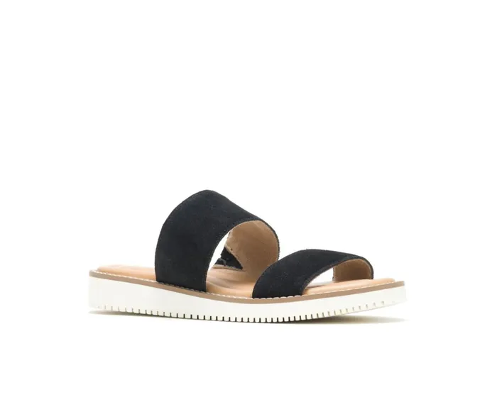 Hush Puppies Sandals Women Briard 2 Band Slide Black Suede Hush Puppies Sandals Women Briard 2 Band Slide Black Suede