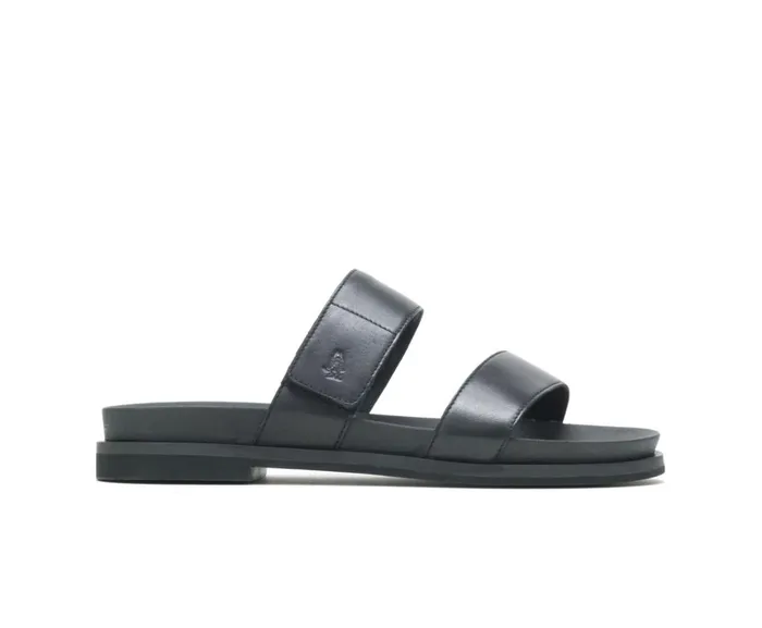 Hush Puppies Sandals Women Lilly 2 Band Slide Black Leather