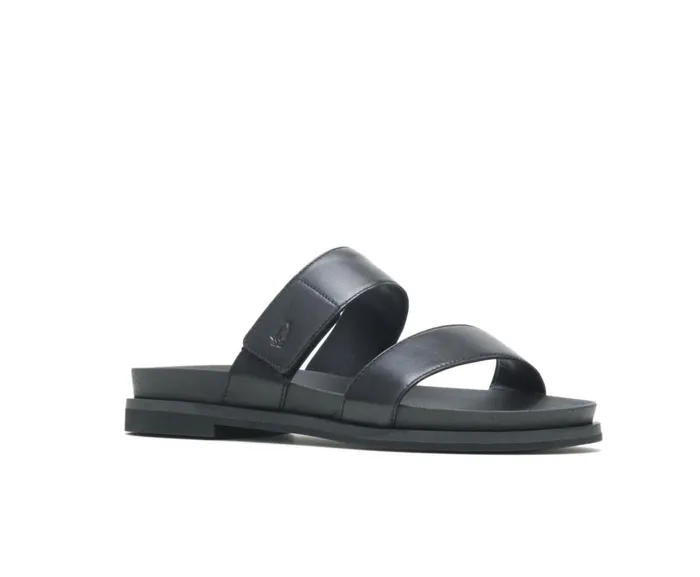 Hush Puppies Sandals Women Lilly 2 Band Slide Black Leather