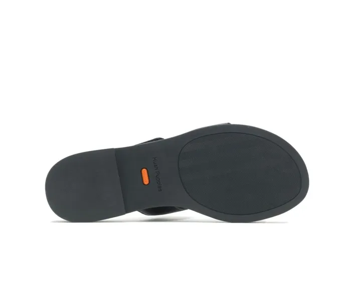 Hush Puppies Sandals Women Lilly 2 Band Slide Black Leather