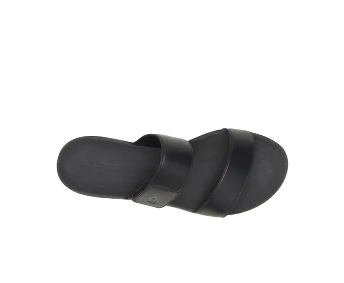 Hush Puppies Sandals Women Lilly 2 Band Slide Black Leather