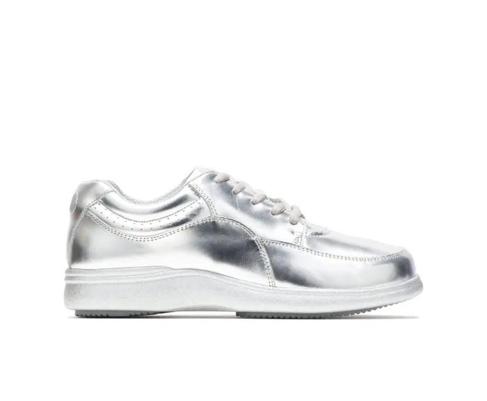 Hush Puppies Walking Shoes Women Power Walker Silver Metallic Leather