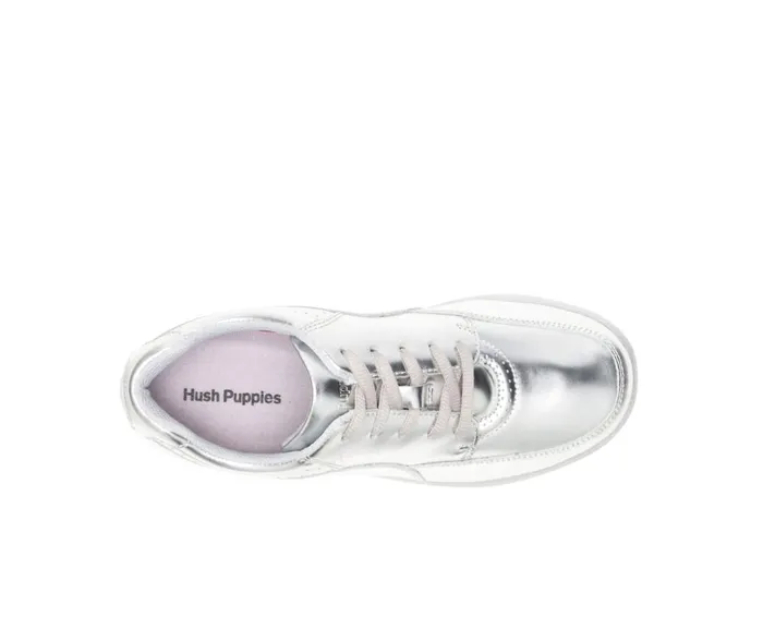 Hush Puppies Walking Shoes Women Power Walker Silver Metallic Leather Hush Puppies Walking Shoes Women Power Walker Silver Metallic Leather