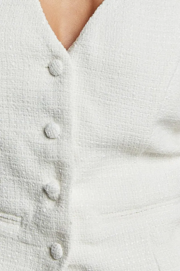 Iggy Vest 8211 Button Through Boucle Vest In Cream Women Showpo Tops