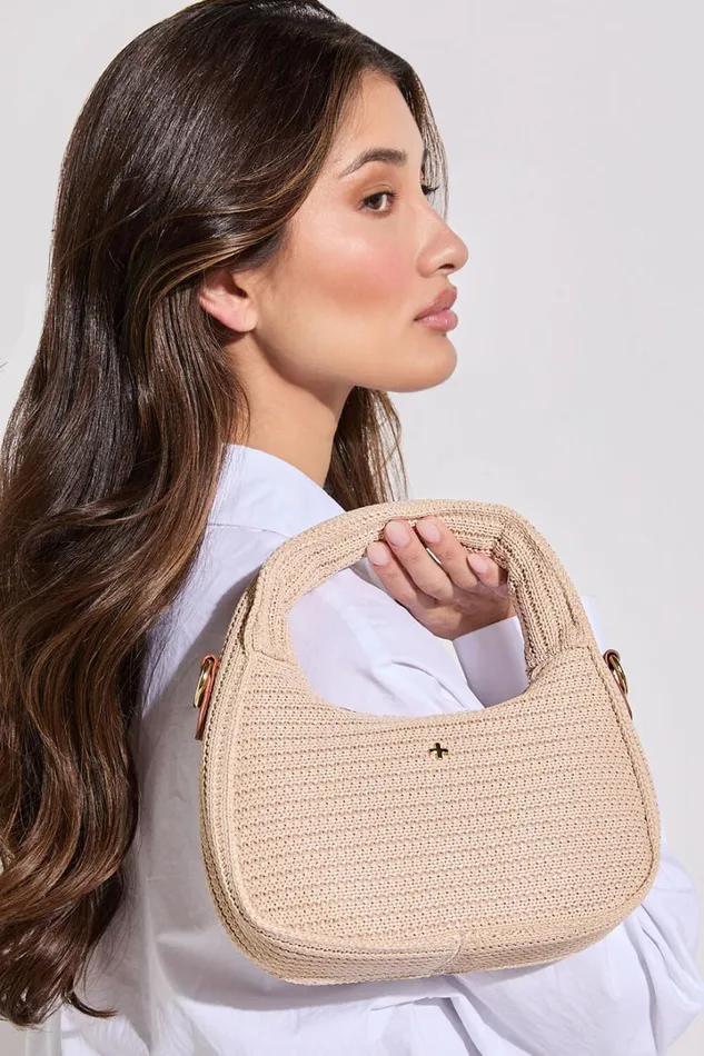 Indigo Shoulder Bag In Sand Faux Raffia Women Showpo Bags