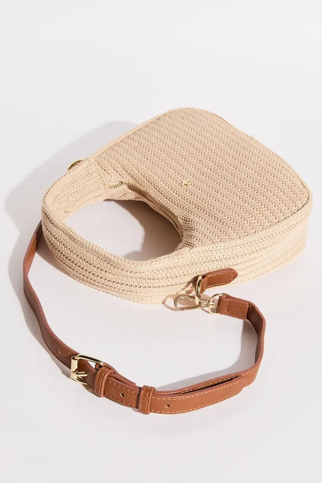 Indigo Shoulder Bag In Sand Faux Raffia Women Showpo Bags